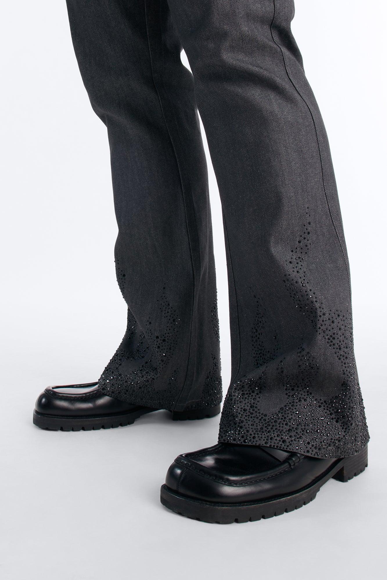 Stacked Slim Flare Dark Ember Jean - Grey Male Product Image