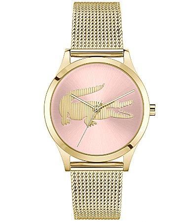Lacoste Womens Crocodelle Analog Gold Tone Stainless Steel Bracelet Watch Product Image