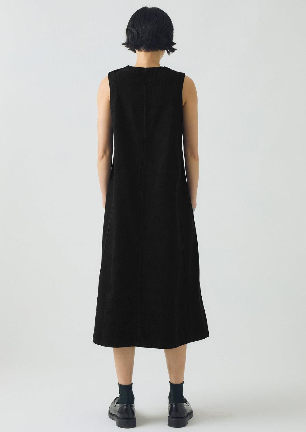 Washed Black Denim Workwear Dress | Carbon Black Product Image