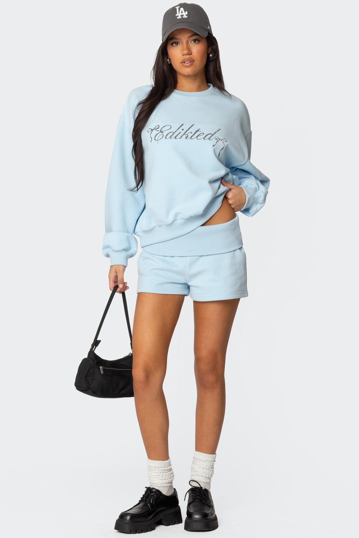 Super Edikted Rhinestone Oversized Sweatshirt Product Image