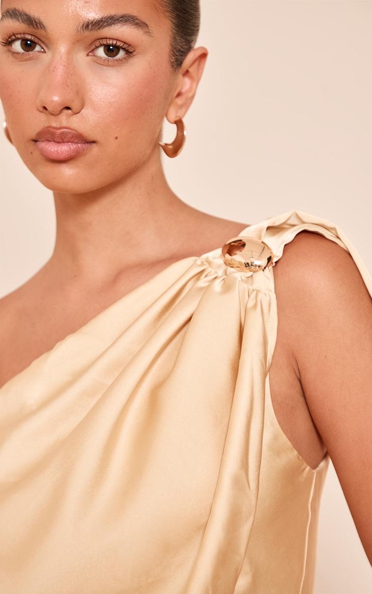 Butter Yellow Satin Drape Trim Detail Top Product Image