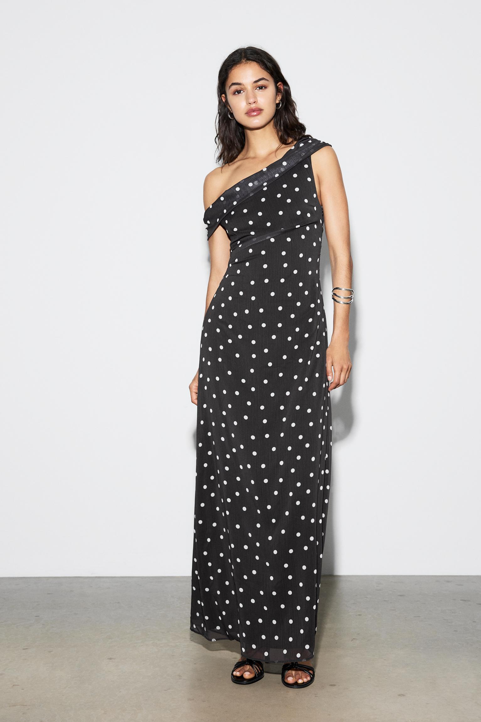 Asymmetric polka dot dress Product Image
