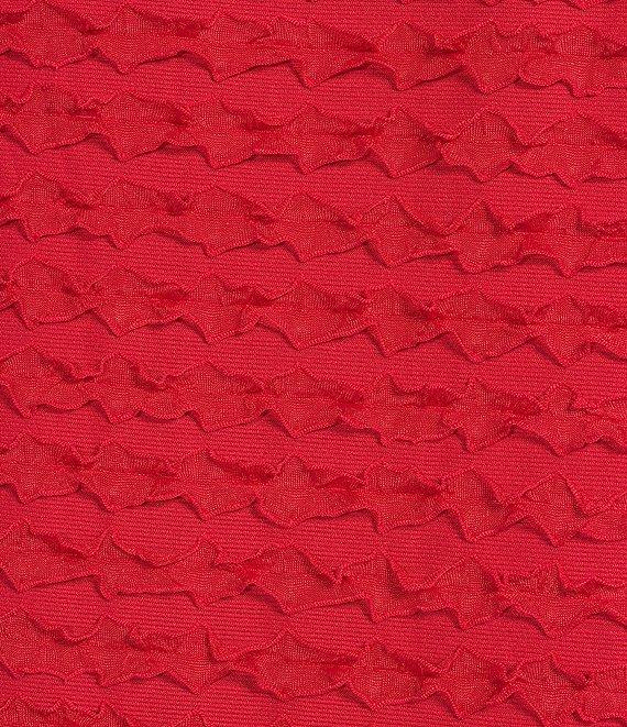 Multiples Petite Size Scoop Neck Elbow Sleeve Wave Knit Fitted Top Product Image