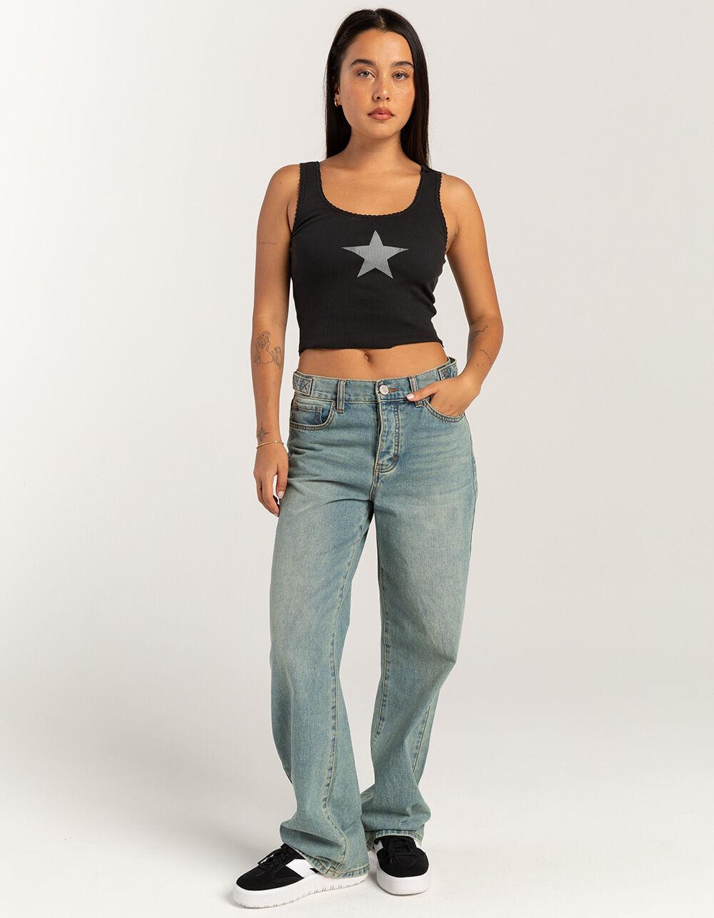 RSQ Womens Low Slung Baggy Jeans - MEDIUM WASH Product Image
