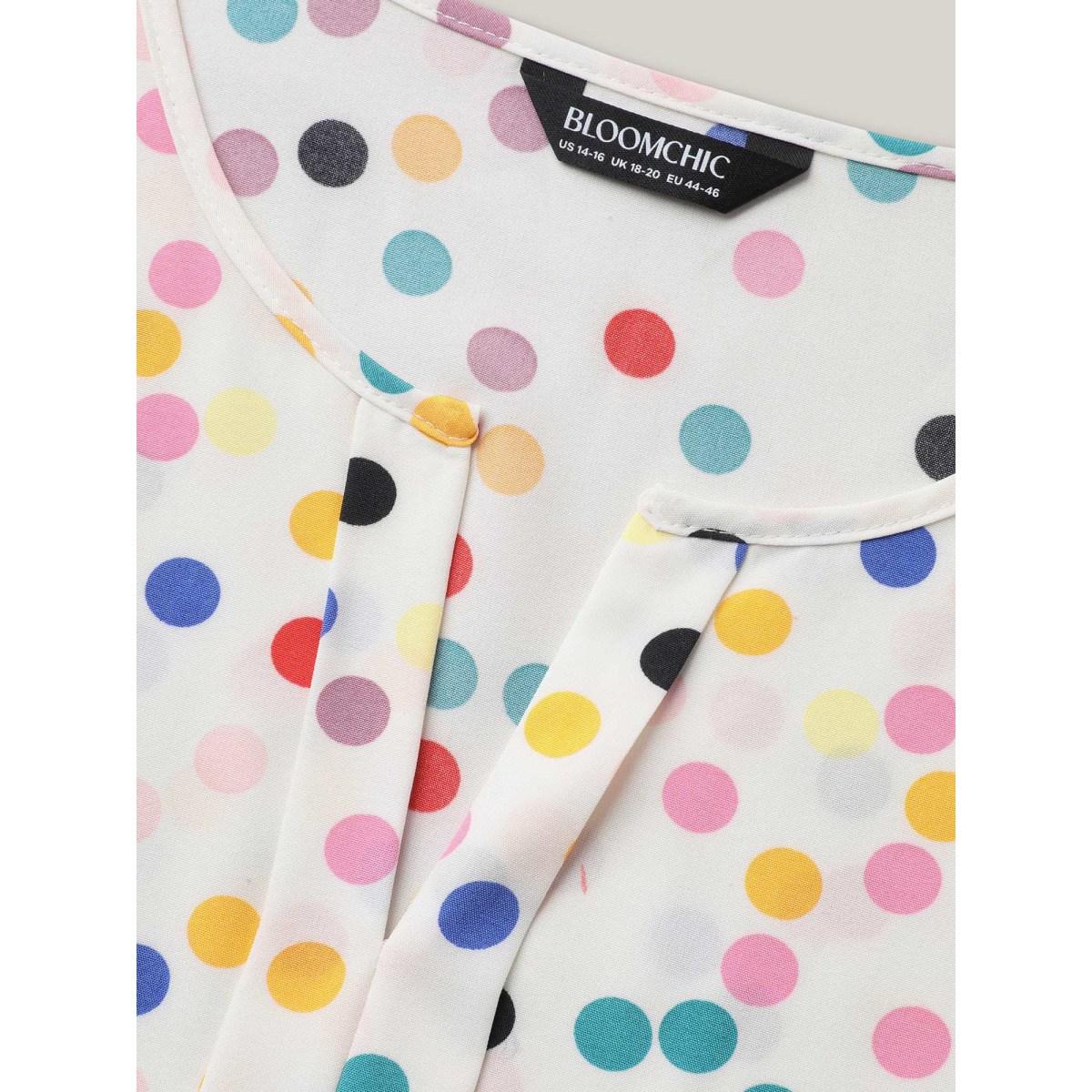 Plus Size Multicolor Polka Dot Flutter Sleeve Blouse Women Playful Cap Sleeve Non Vacation Blouses BloomChic 14-16/1X Product Image