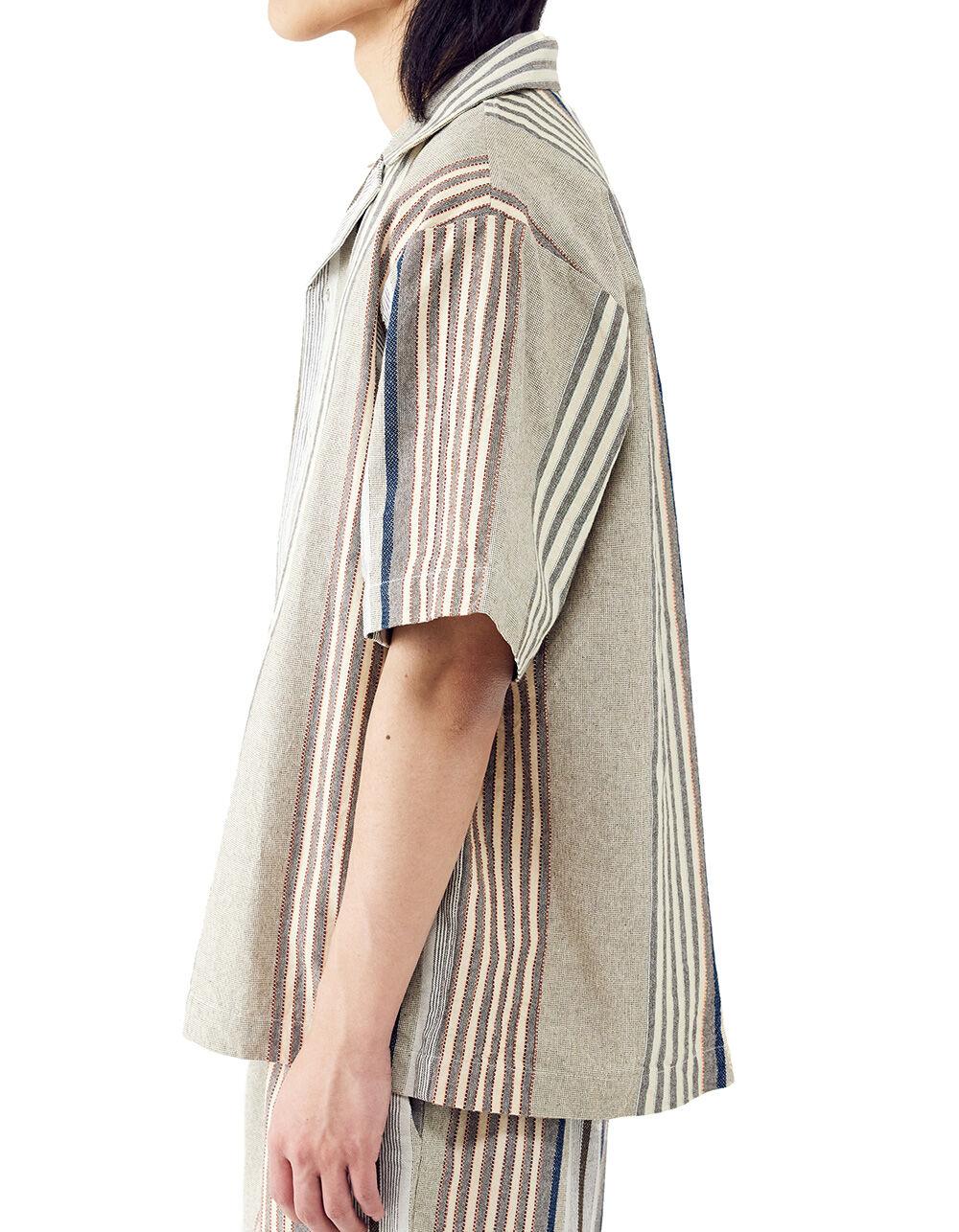 BDG Urban Outfitters Stripe Revere Mens Button Up Shirt - SAND Product Image