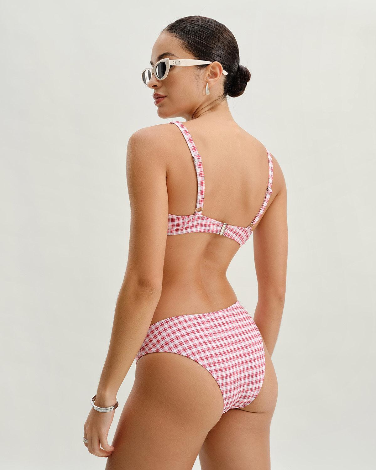 Red Plaid Underwire Bikini Set Product Image