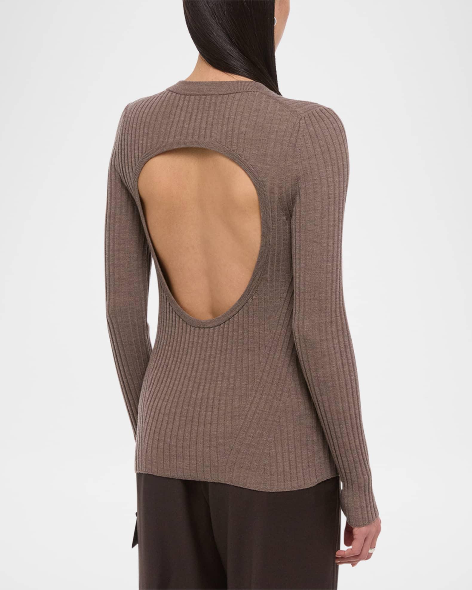 Open-Back Ribbed Wool Top  Product Image