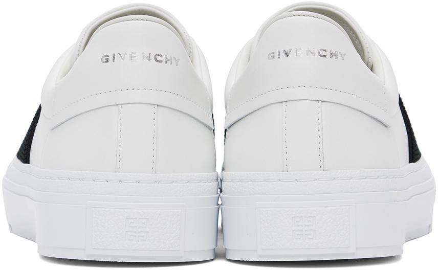 GIVENCHY Logo-embroidered Slip-on Leather Sneakers In White Black Product Image