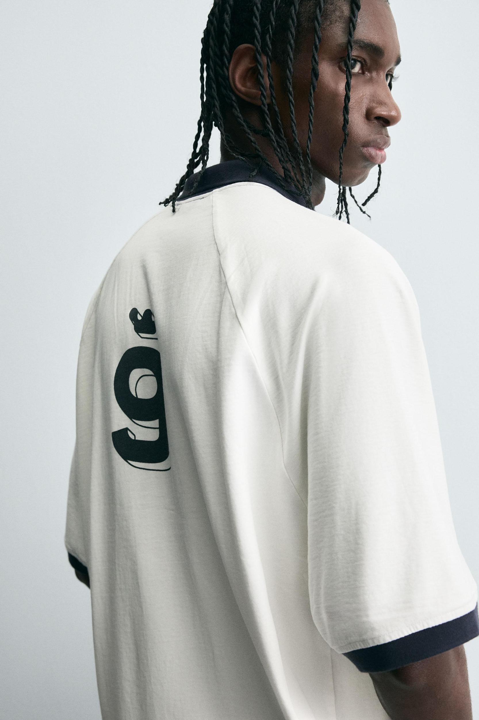 RETRO FOOTBALL PRINT POLO SHIRT Product Image