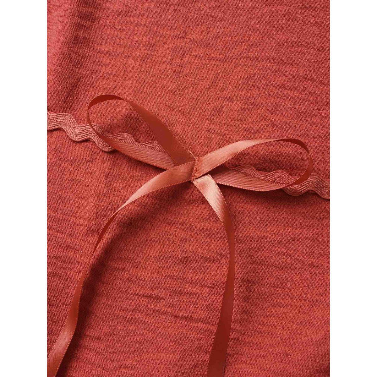 Plus Size Square Neck Woven Ribbon Patchwork Bowknot Dress Rust Women Elegant Woven ribbon&lace trim Square Neck Short sleeve Curvy BloomChic 30/6X Product Image