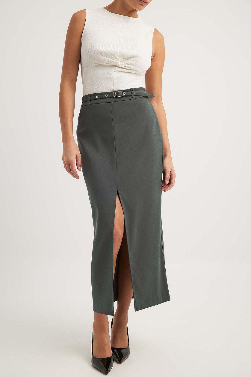 Belted Detail Midi Skirt Product Image