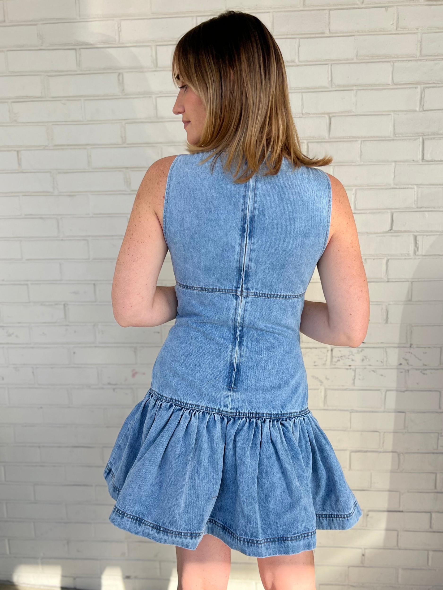 Grace Denim Mini Dress Product Image