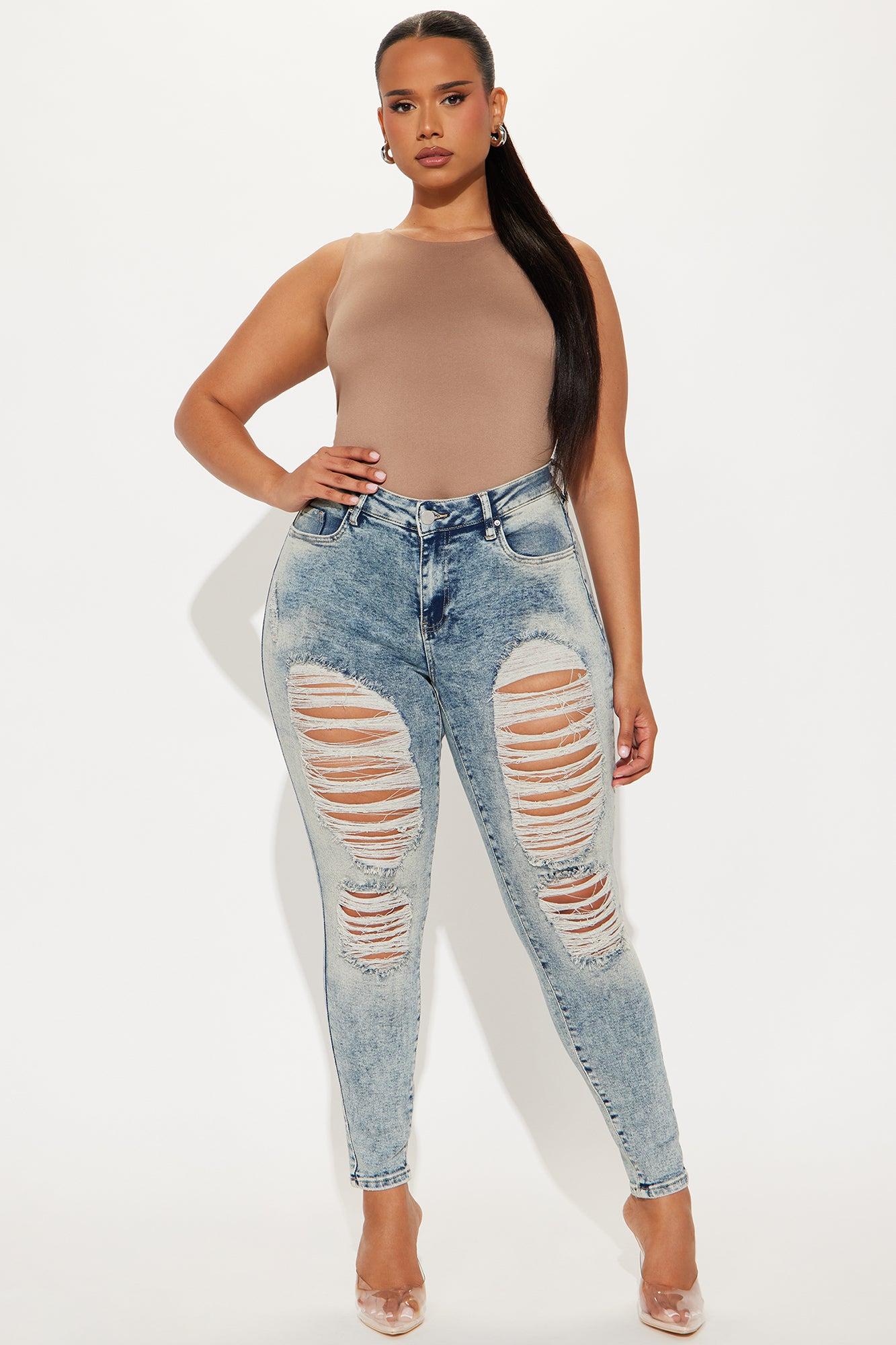 Wait For Your Love Stretch Ripped Skinny Jeans - Vintage Wash Product Image