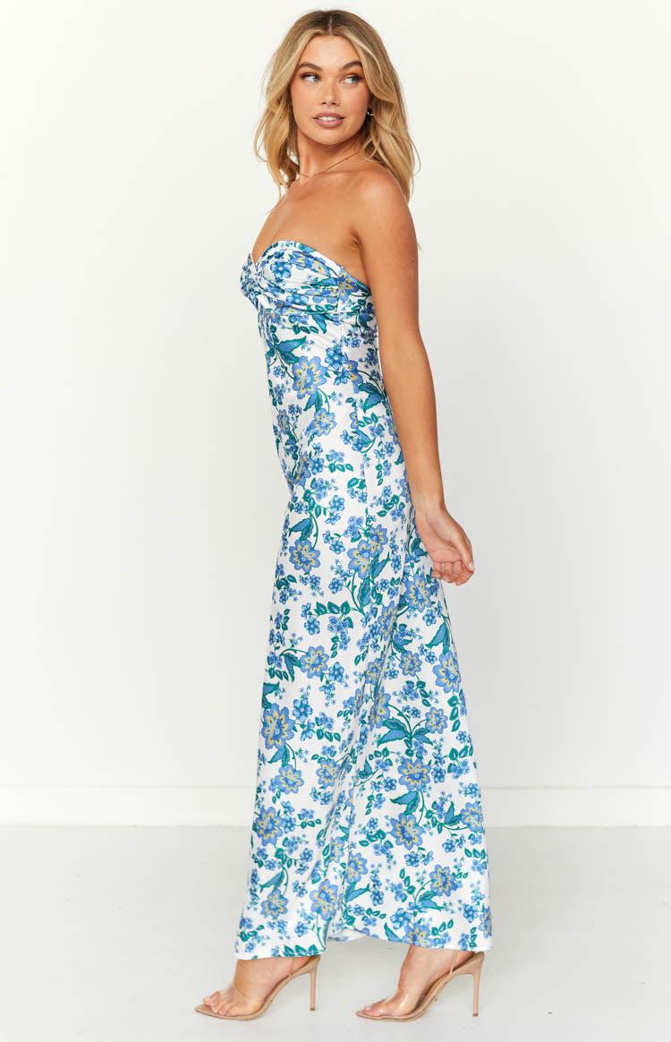 Ashley Blue Floral Formal Maxi Dress Product Image