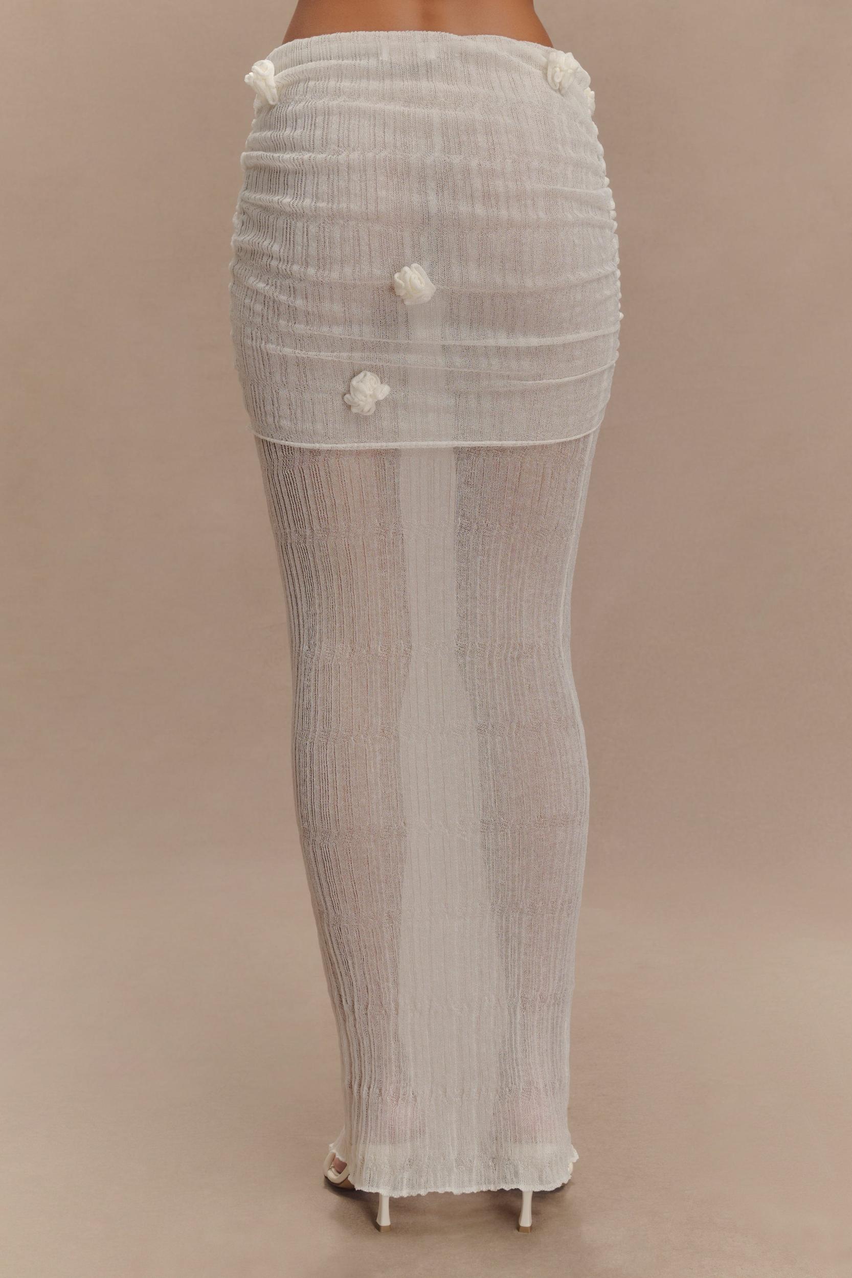 Orianna Orchid Knit Maxi Skirt - Ivory Product Image