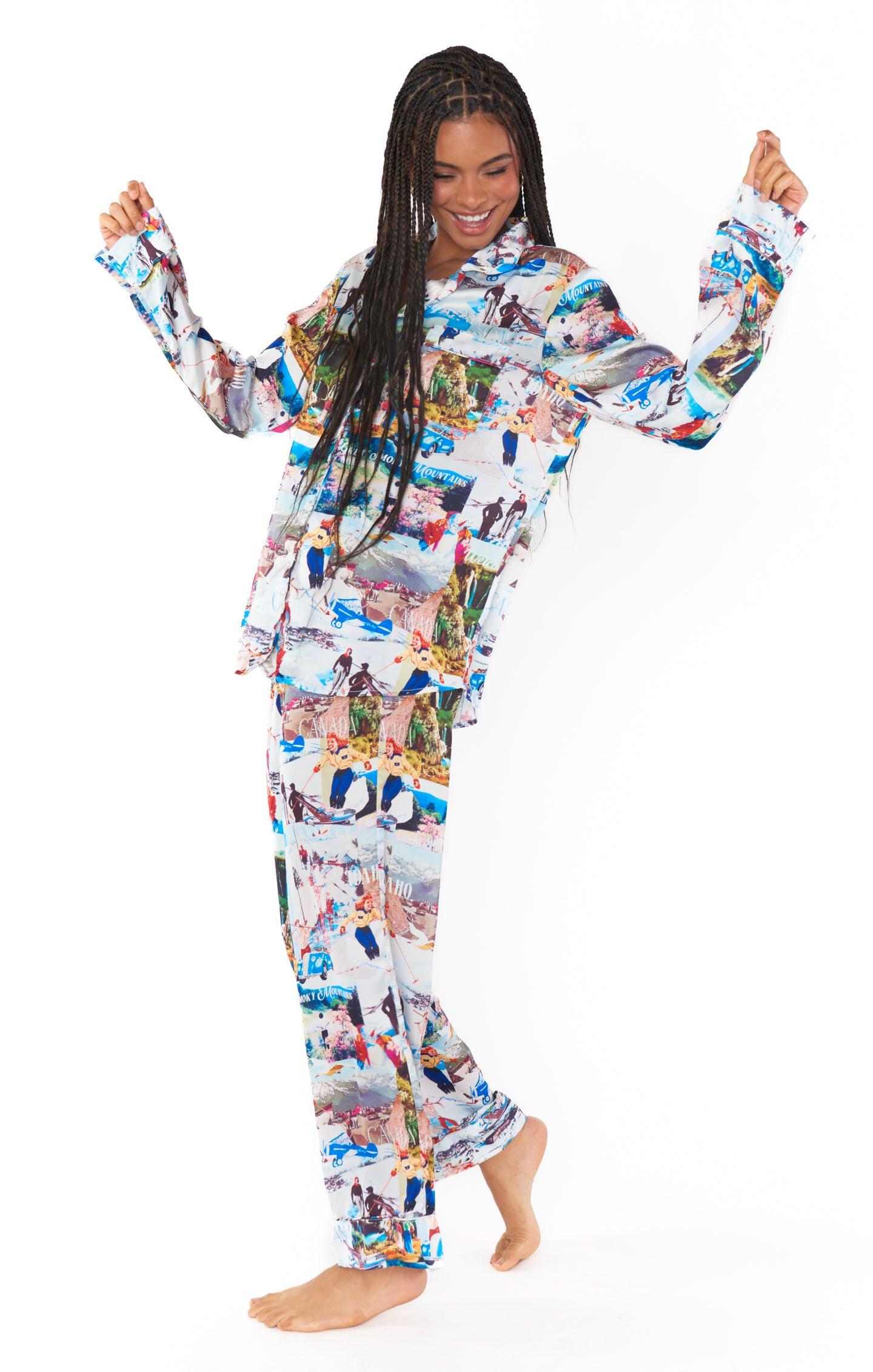 Classic PJ Set ~ Ski Postcard Silky Product Image