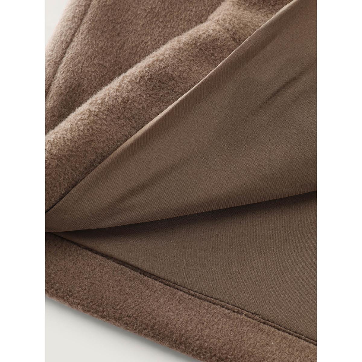 Plus Size Hooded Relaxed-Fit Horn Button Long Coat Women Browncoffeecolor Leisure Button Ladies Casual Winter Coats BloomChic 12/L Product Image