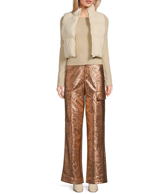 Double Zero Metallic High Waist Cargo Pants Product Image