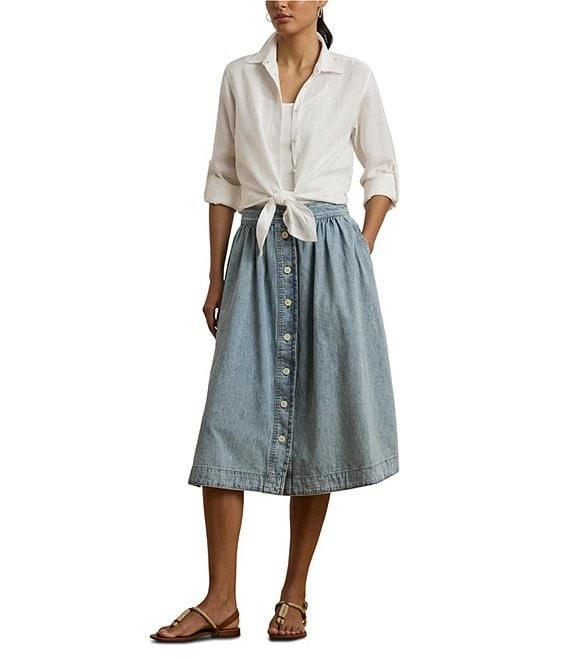 Lauren Ralph Lauren Stretch Denim A-Line Skirt Product Image