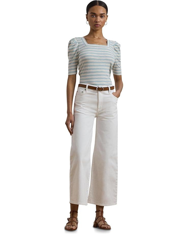 Women's Lauren Ralph Lauren Petite Striped Cotton Jersey Puff-sleeve Tee Product Image