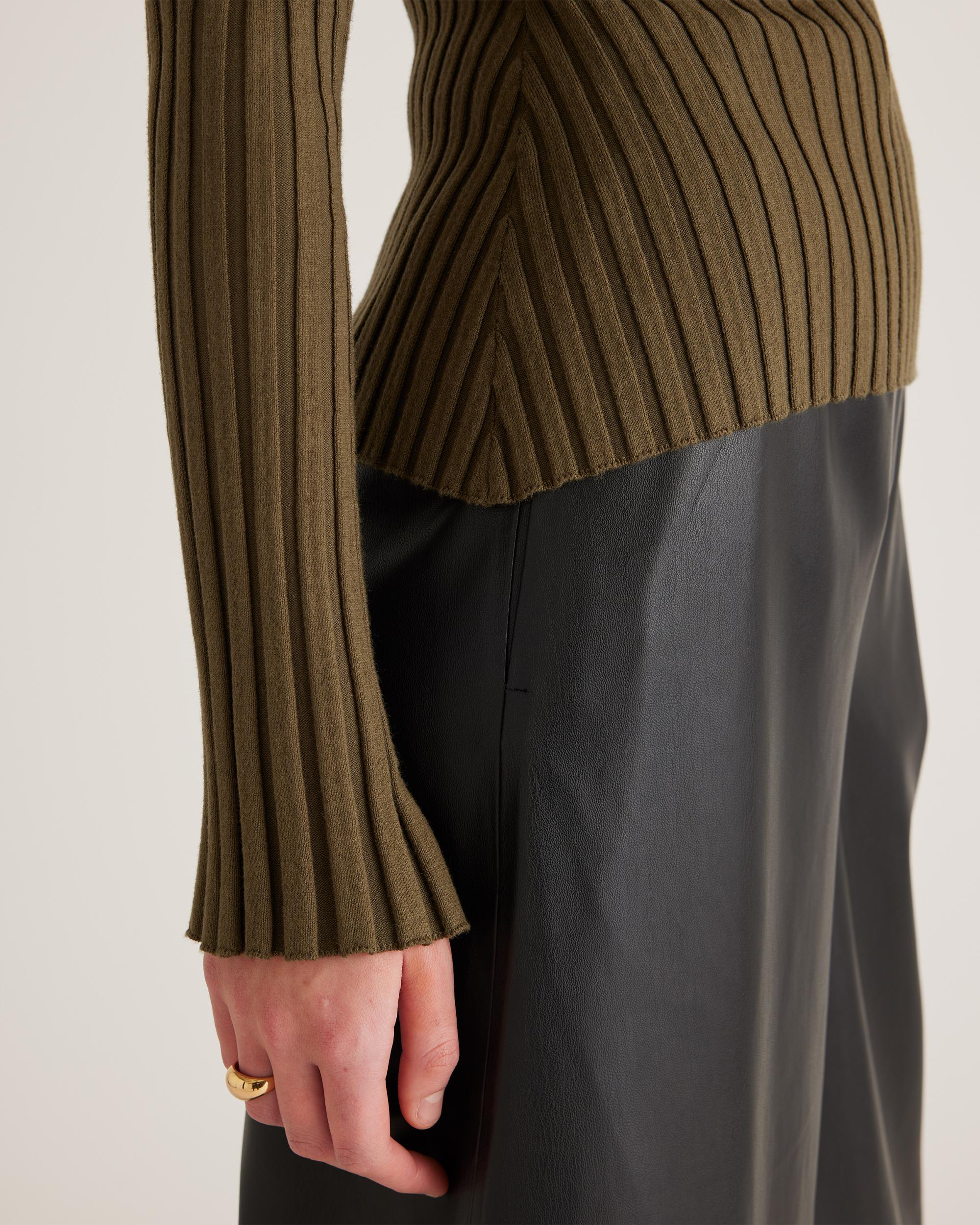 Quince | Women's Cotton Cashmere Ribbed Long Sleeve Sweater Size XS Product Image