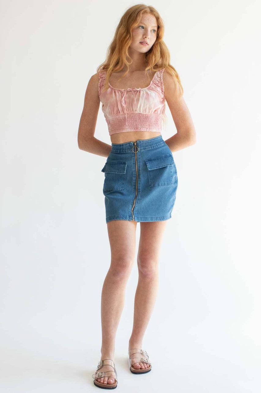 Mauve Cloud Dyed Milkmaid Crop Top Product Image