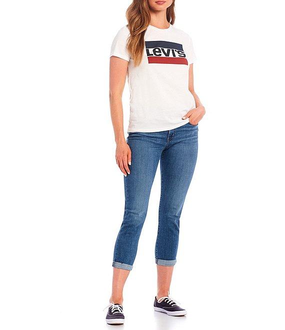 Levi's® Mid Rise Destructed Tapered Leg Boyfriend Jeans Product Image