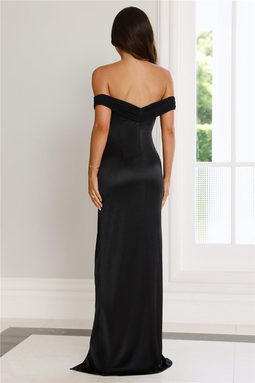 Couture Enchantment Off Shoulder Maxi Dress Black Product Image