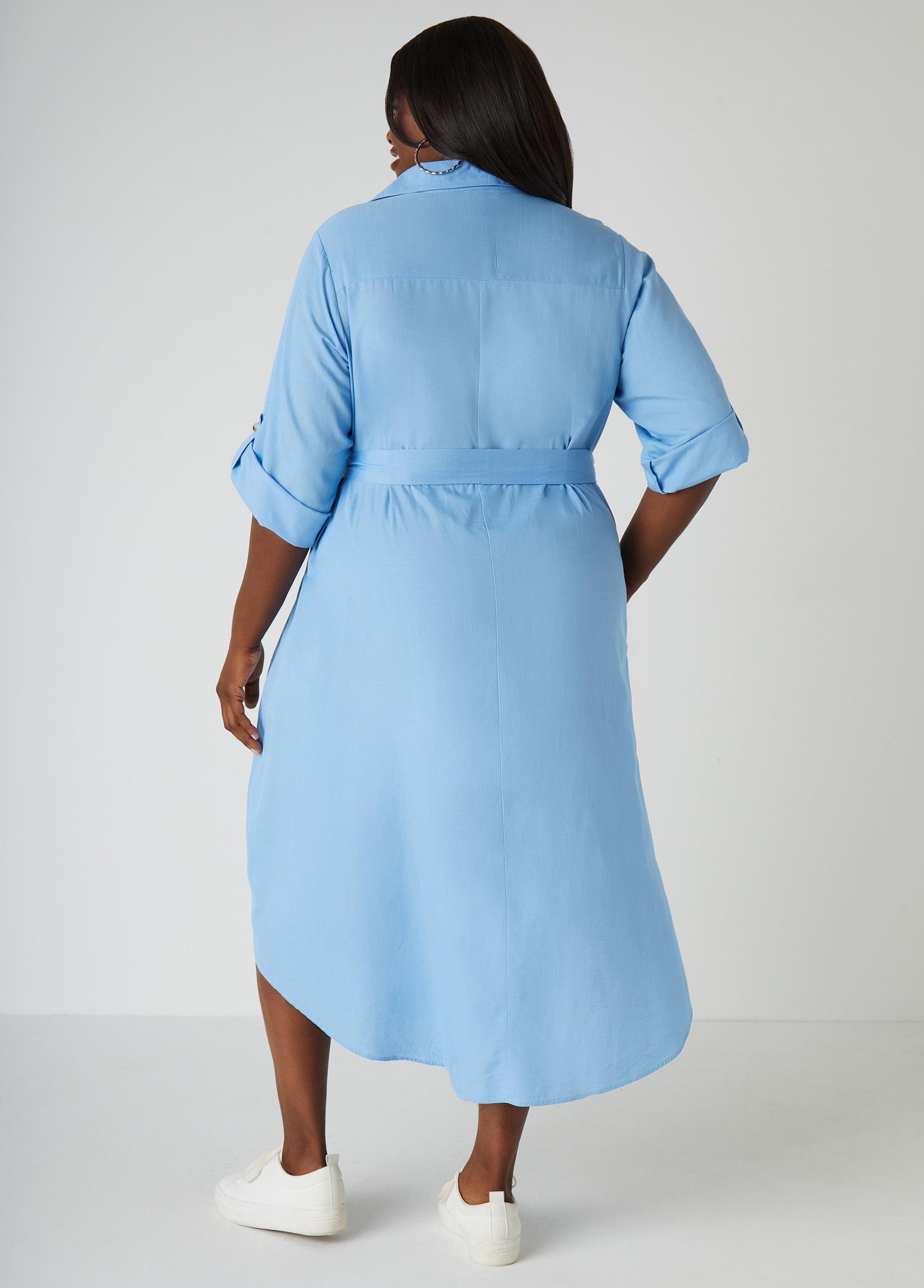 Belted Slub Woven Shirtdress Product Image