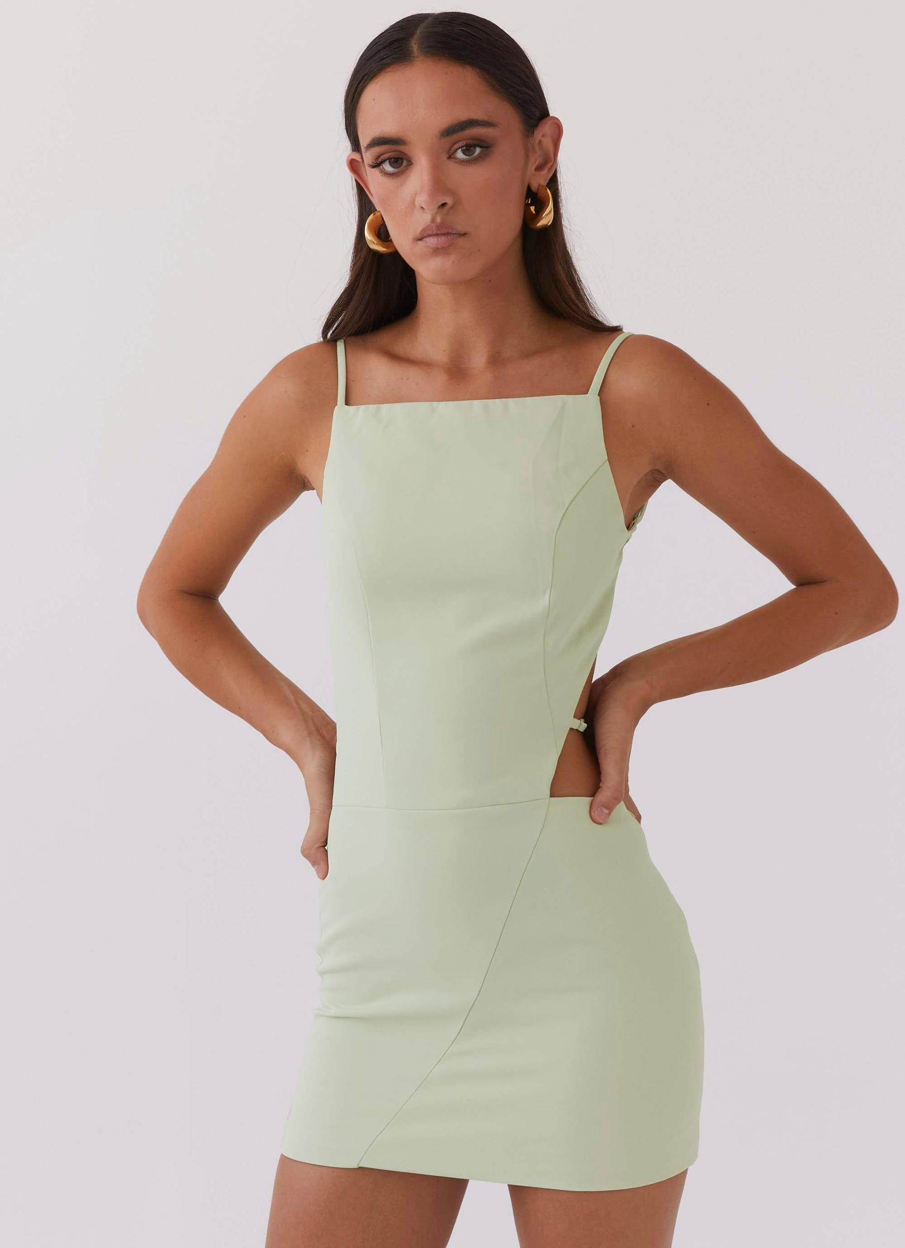 Lindsey Cutout Mini Dress - Green Zest Product Image