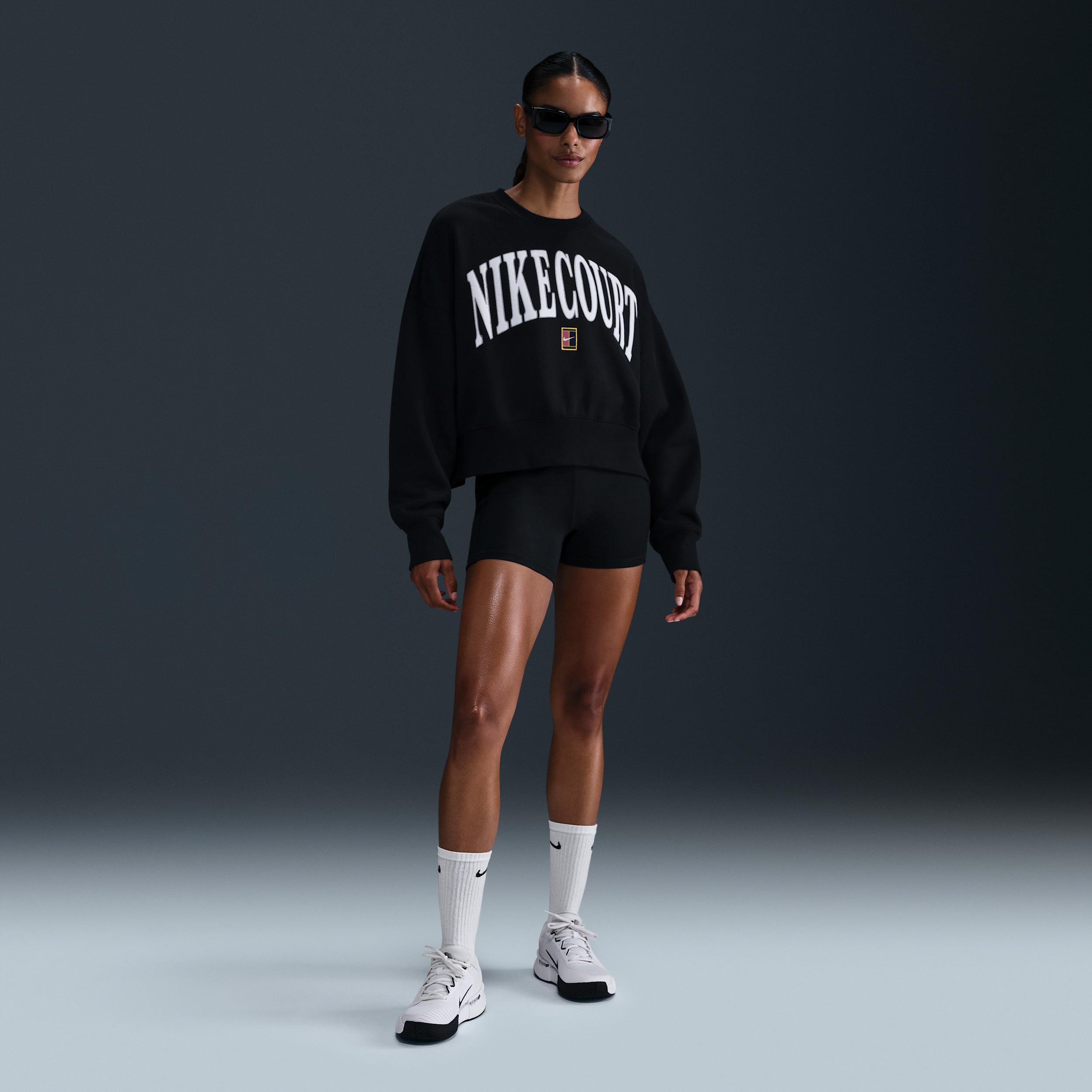 Nike Womens Court Phoenix Fleece Over-Oversized Crew-Neck Tennis Sweatshirt | HQ0351-010 Product Image