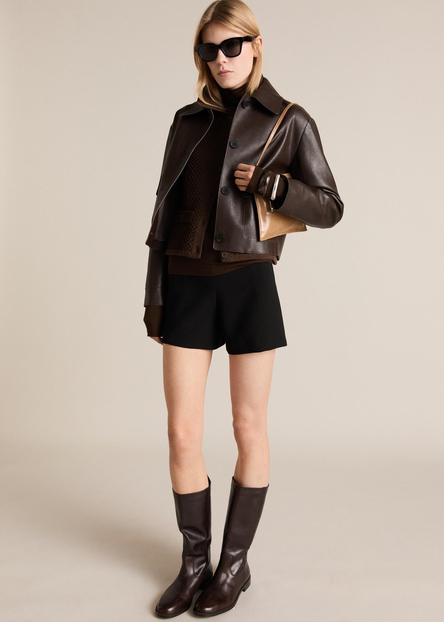 Polo-neck knitted jacket - Women | MANGO USA Product Image