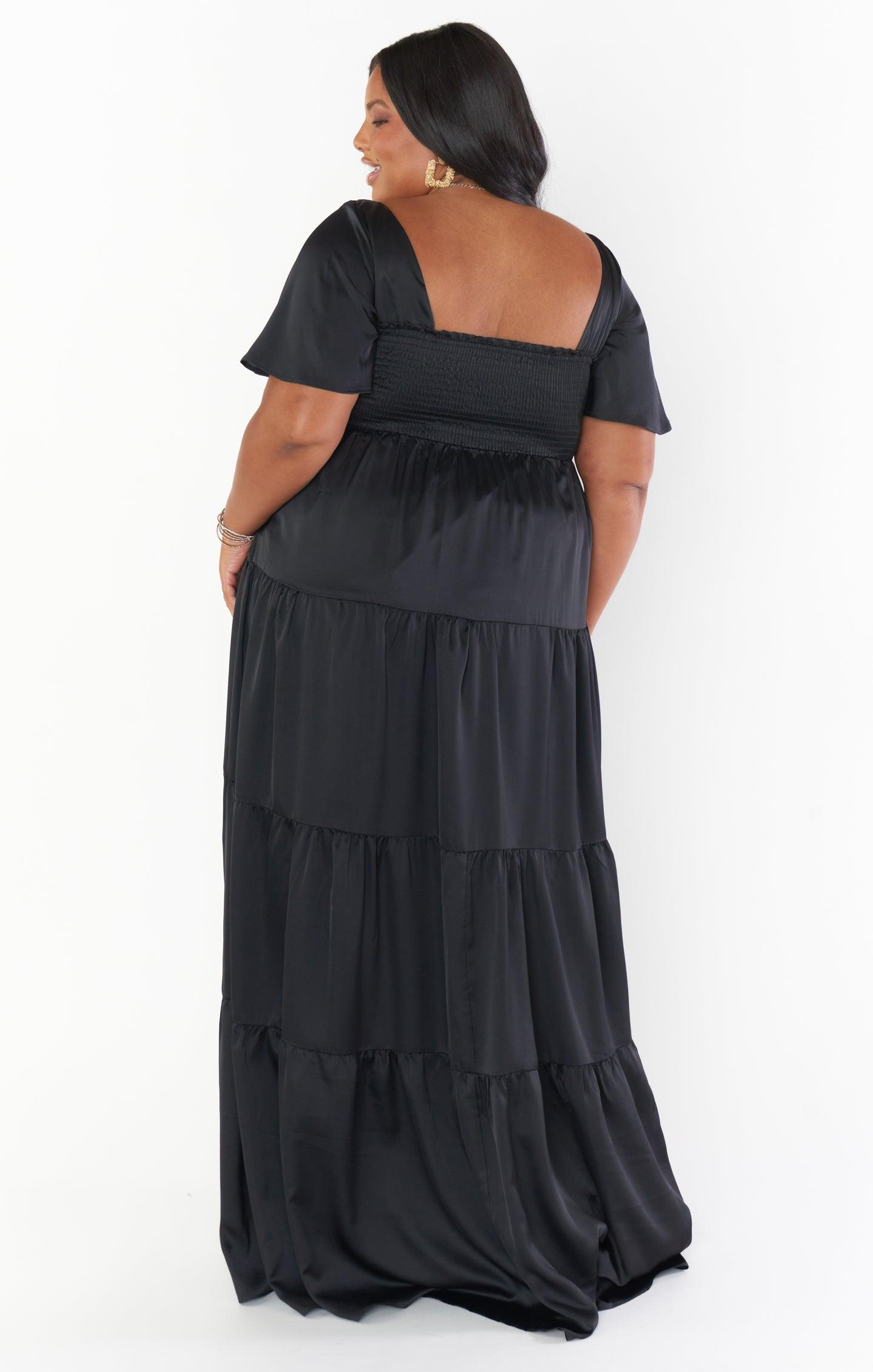 Nicole Maxi Dress ~ Black Luxe Satin Product Image