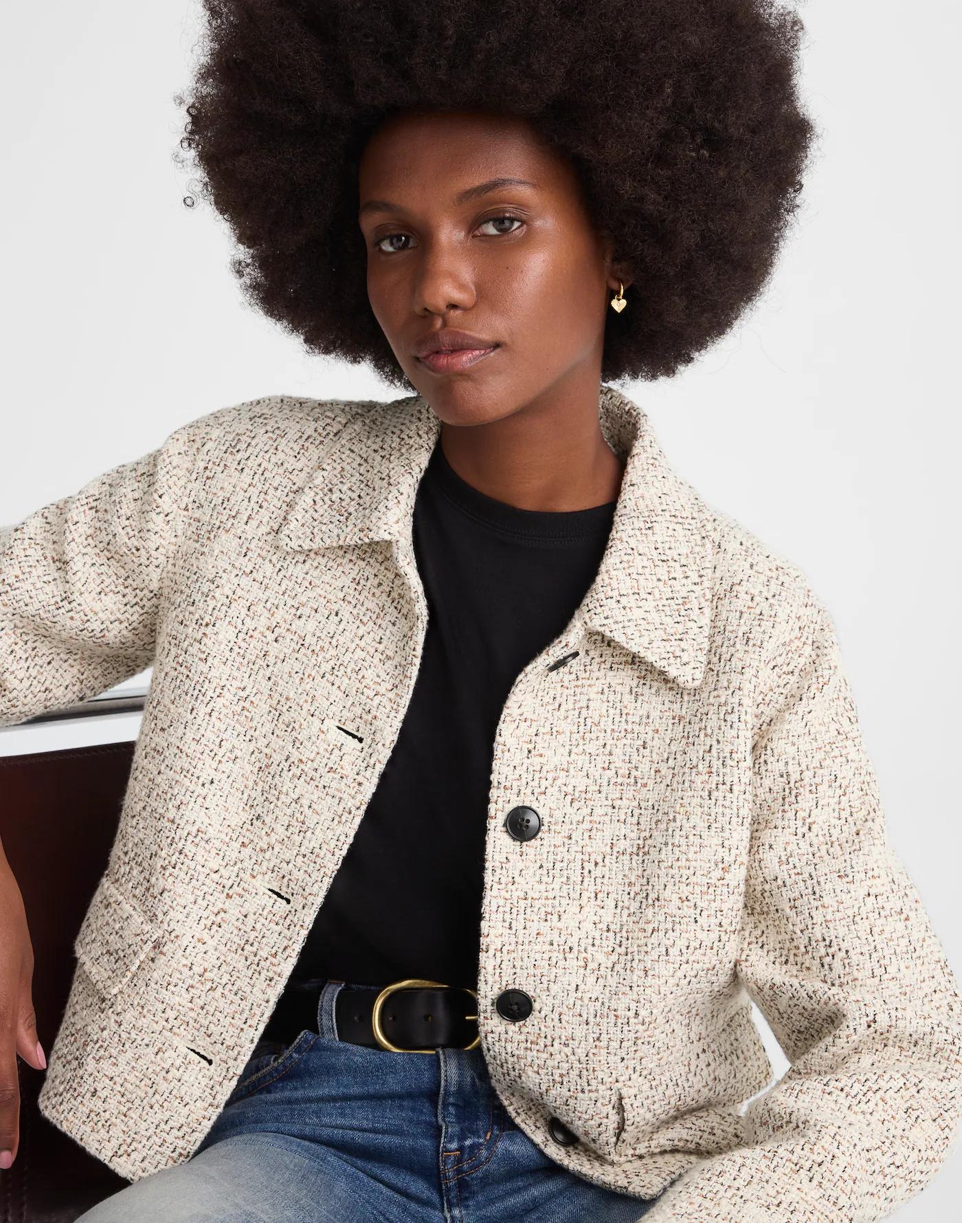 Button-Front Jacket in Bouclé Product Image