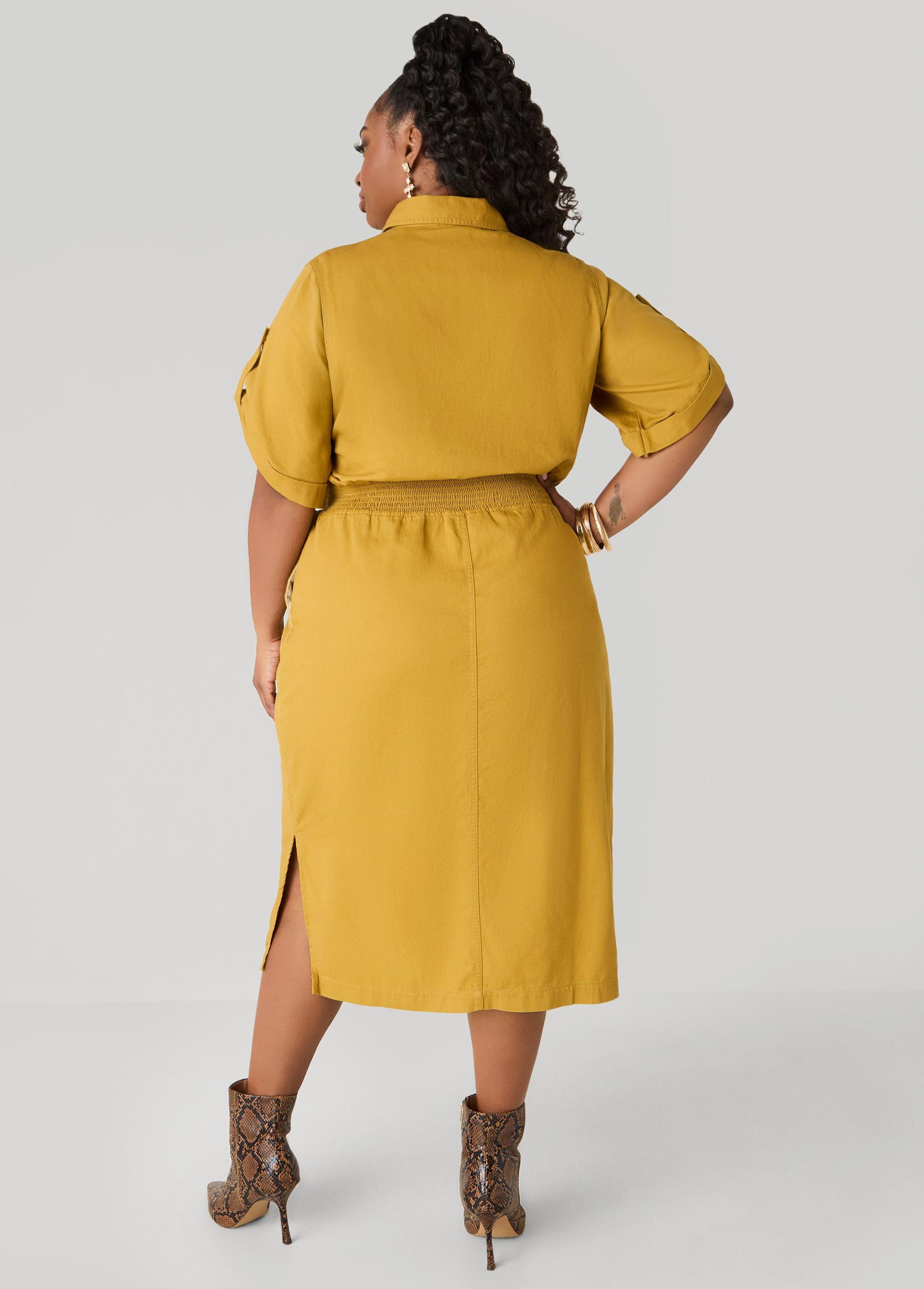 Plus Size Cuffed Denim Dress Ashley Stewart Product Image