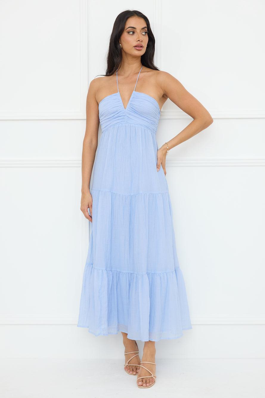 Sunshine Escape Halter Maxi Dress Blue Product Image