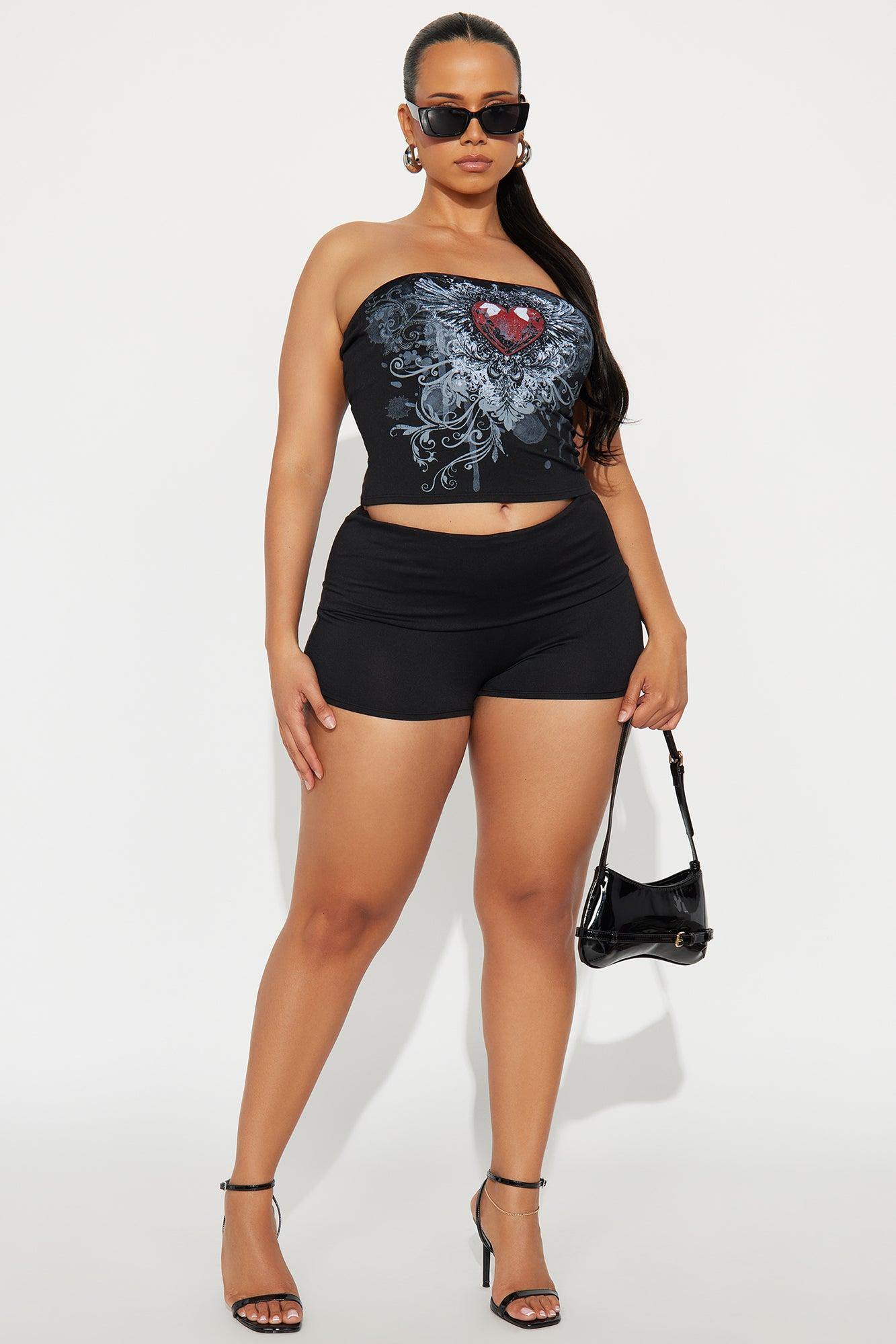 Love Always Fold Over Short Set - Black Female Product Image