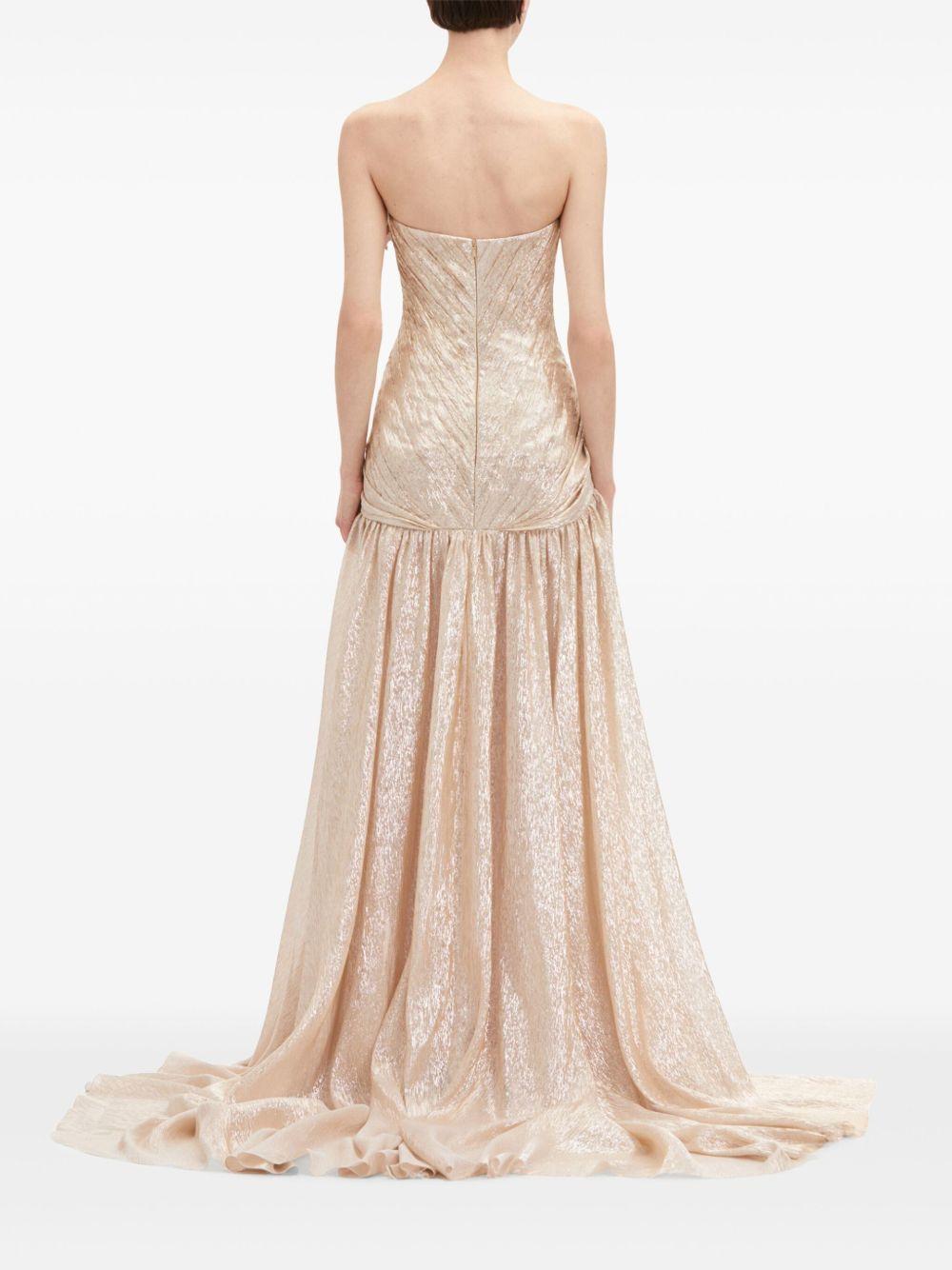 Orchid embroidered silk chiffon gown Product Image