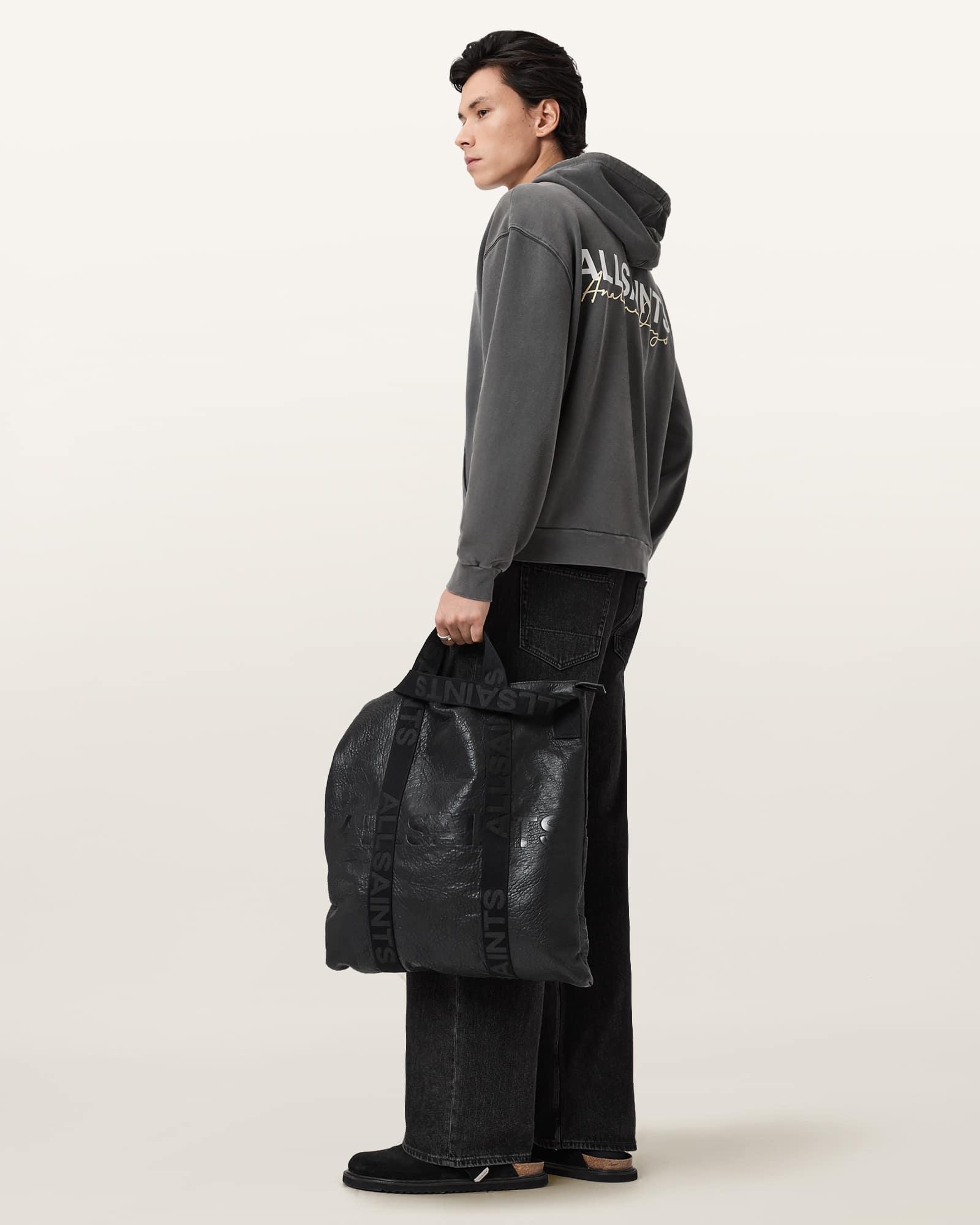 Emblem Oversized Cotton Hoody Washed Black | ALLSAINTS US Product Image