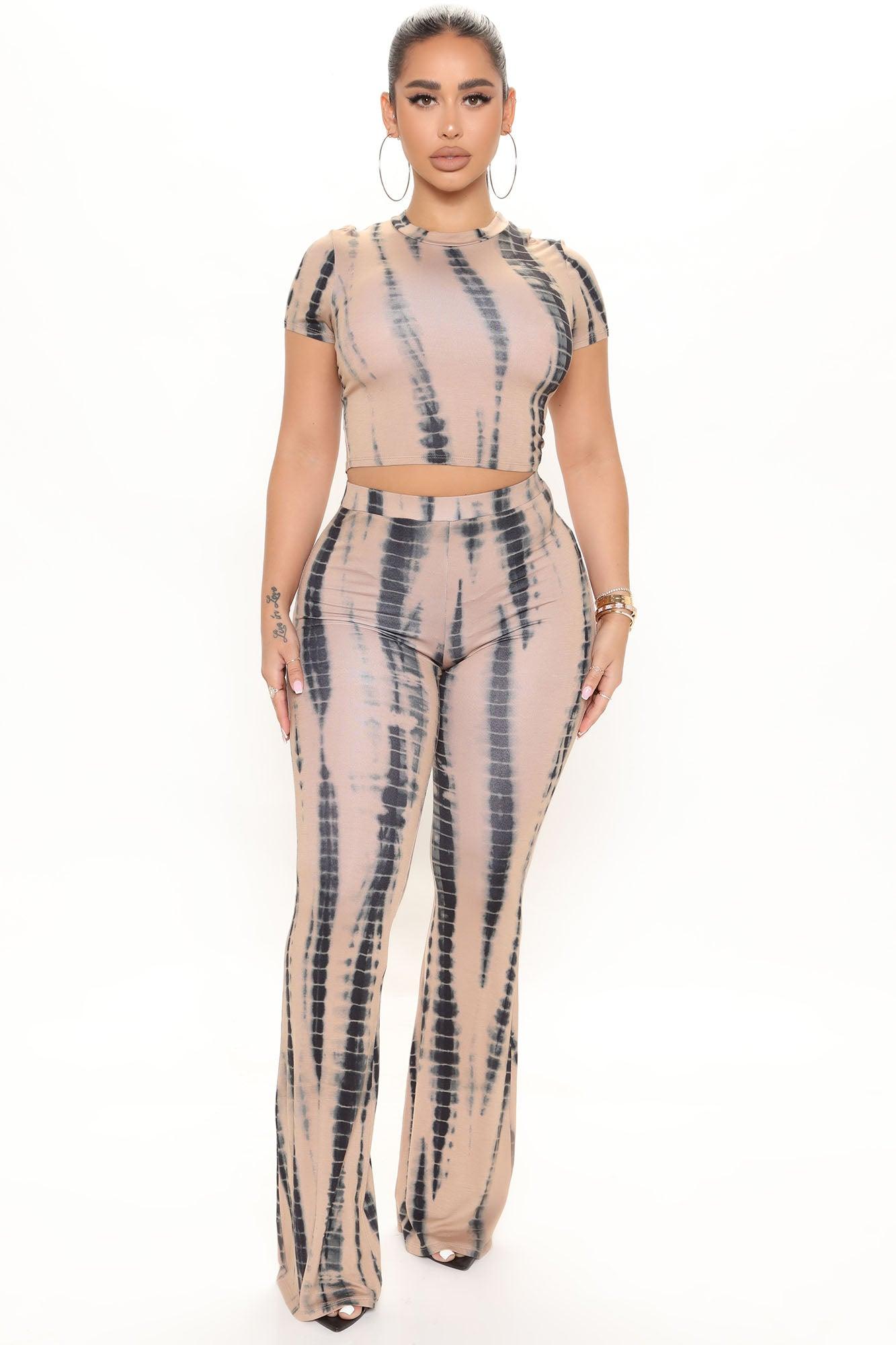 Jazmin Tie Dye Pant Set 33 - Taupe Product Image