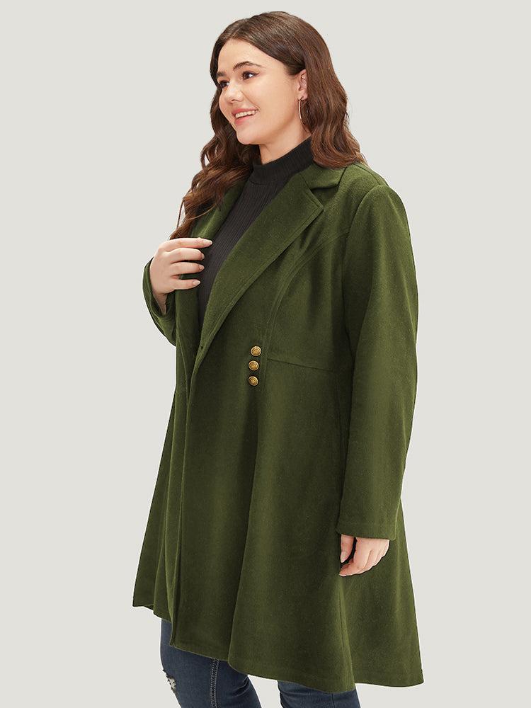 Solid Lapel Collar Double Breasted Coat Female Product Image
