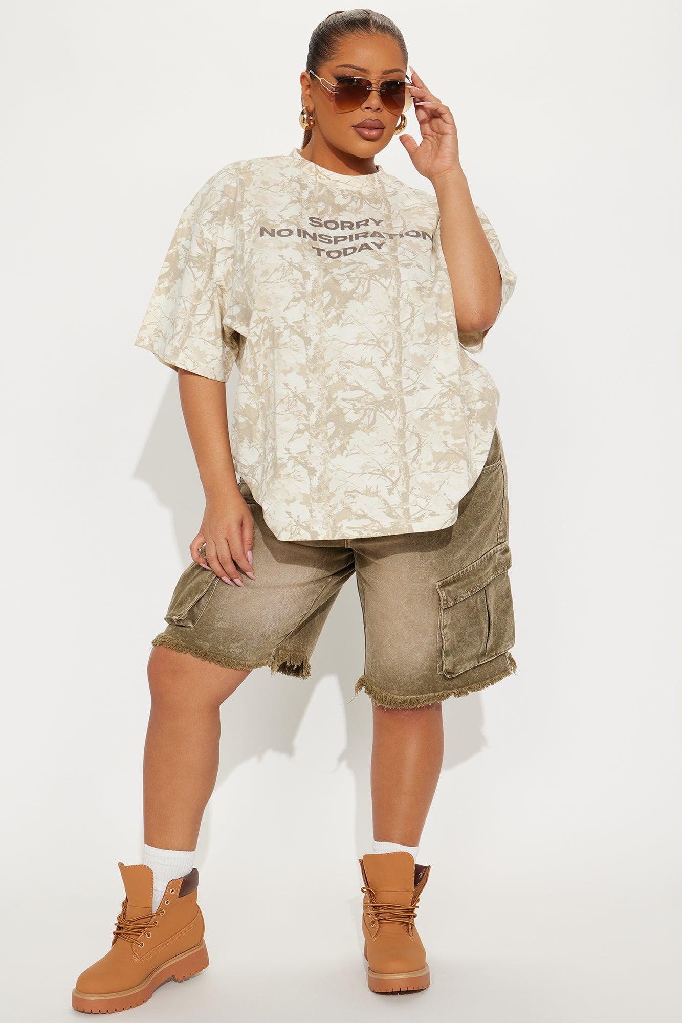 Sorry No Inspo Camo Oversized Tee - Camouflage Female Product Image