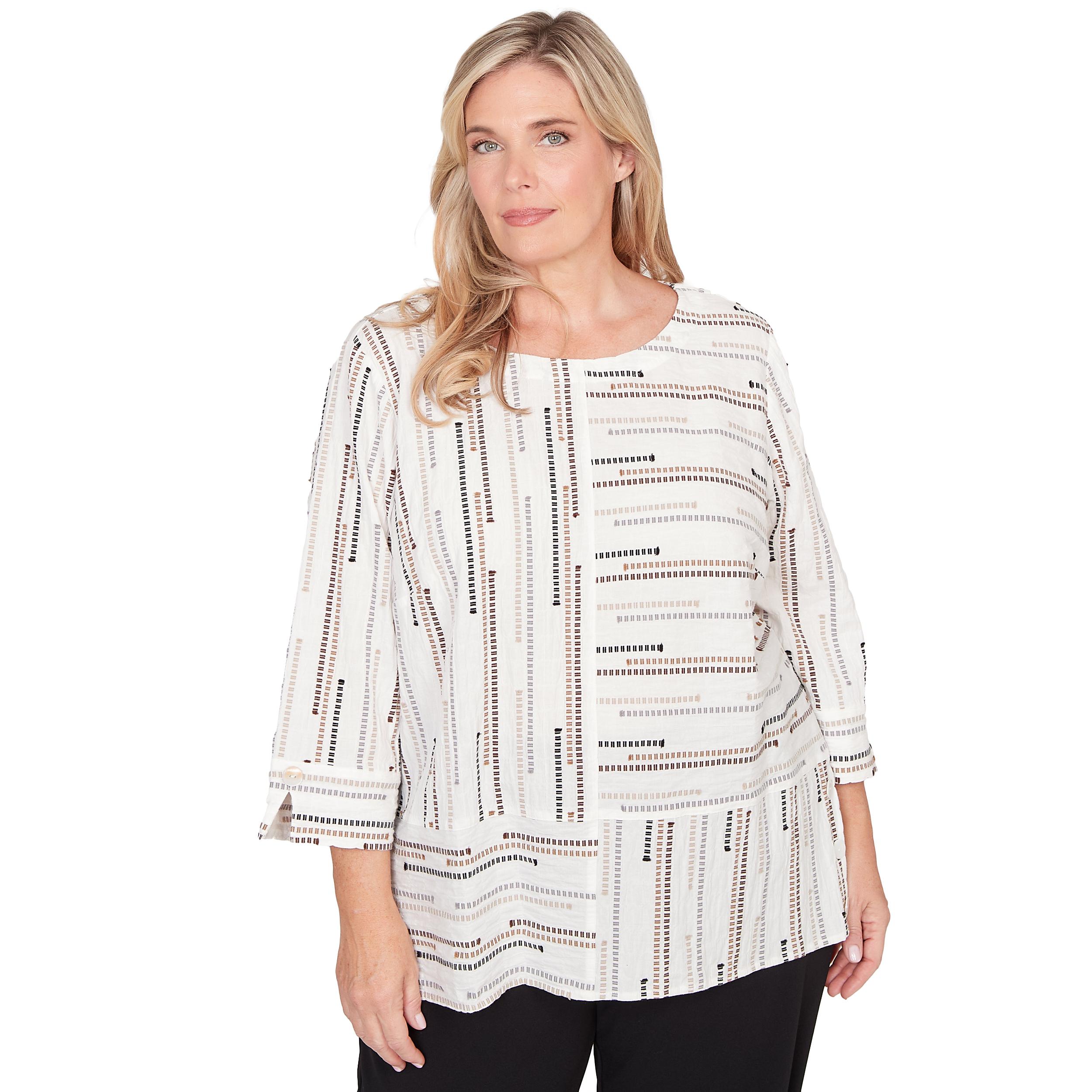 Alfred Dunner Spliced Jacquard Stripe Top - Plus Product Image