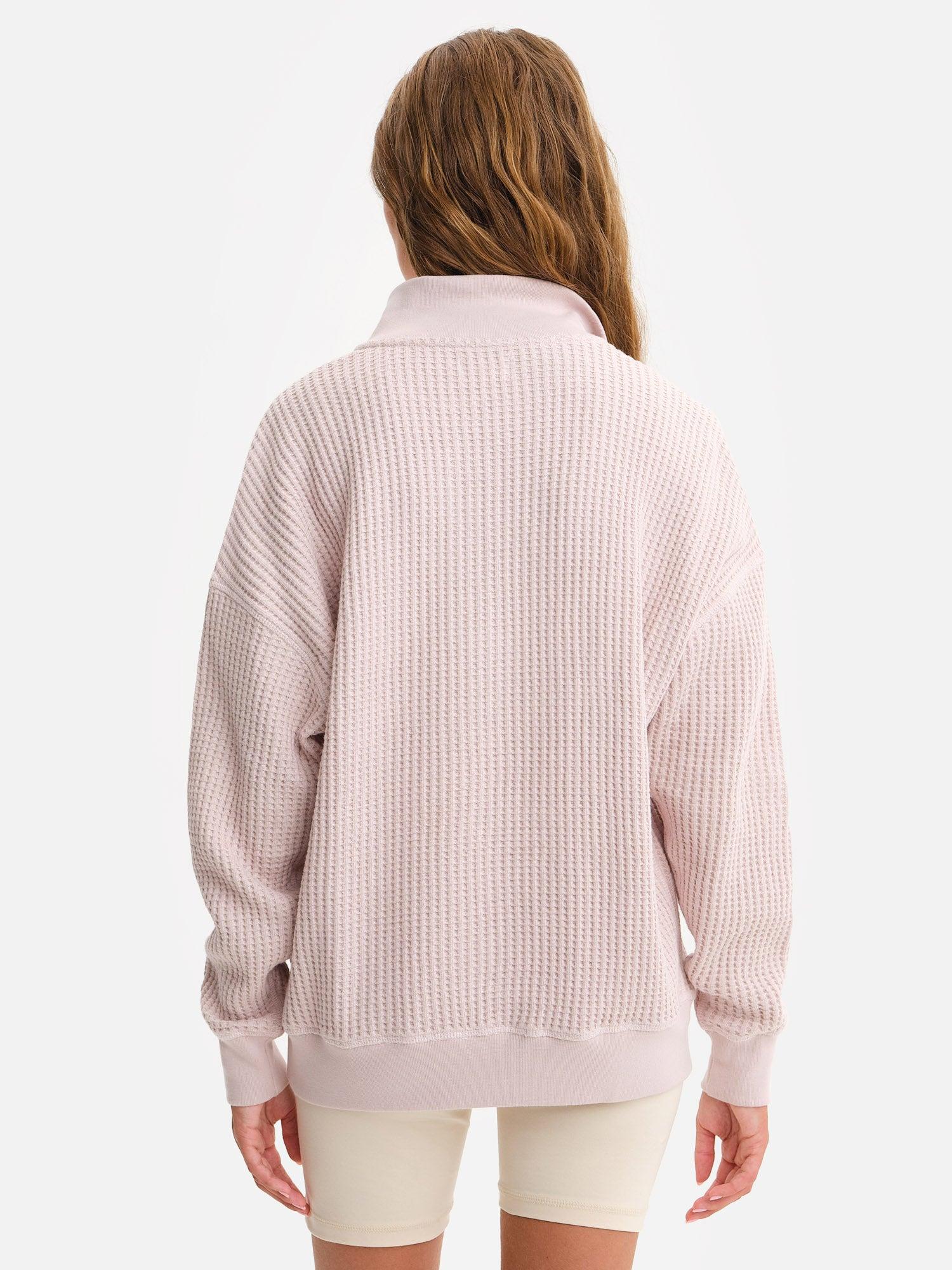 Organic Waffle Collared Half-Zip Sweatshirt Female Product Image