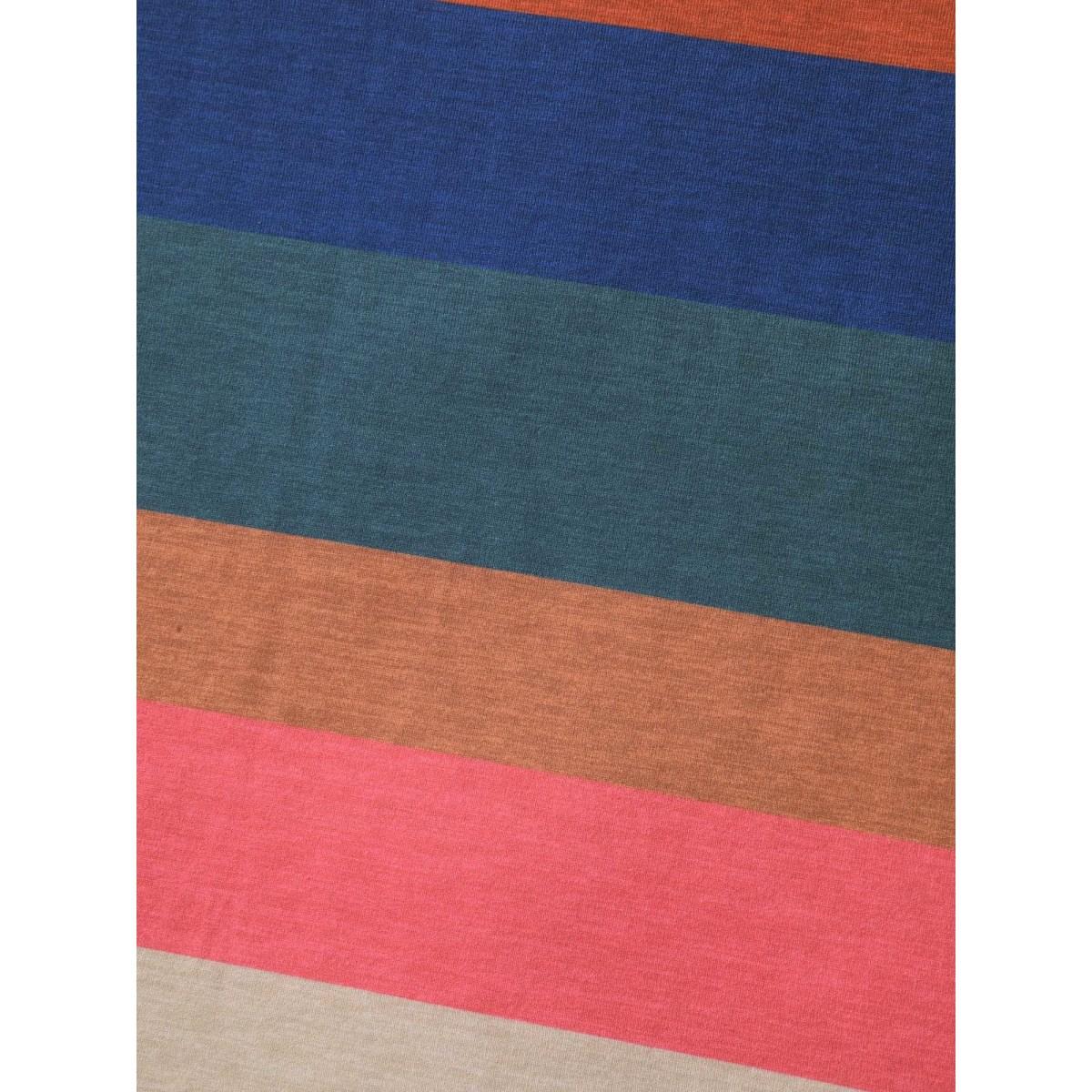 Plus Size Stretchy Multi-Color Stripes Pockets Midi Dress Multicolor Women Knit Dresses Bloomchic 18-20/2X Product Image