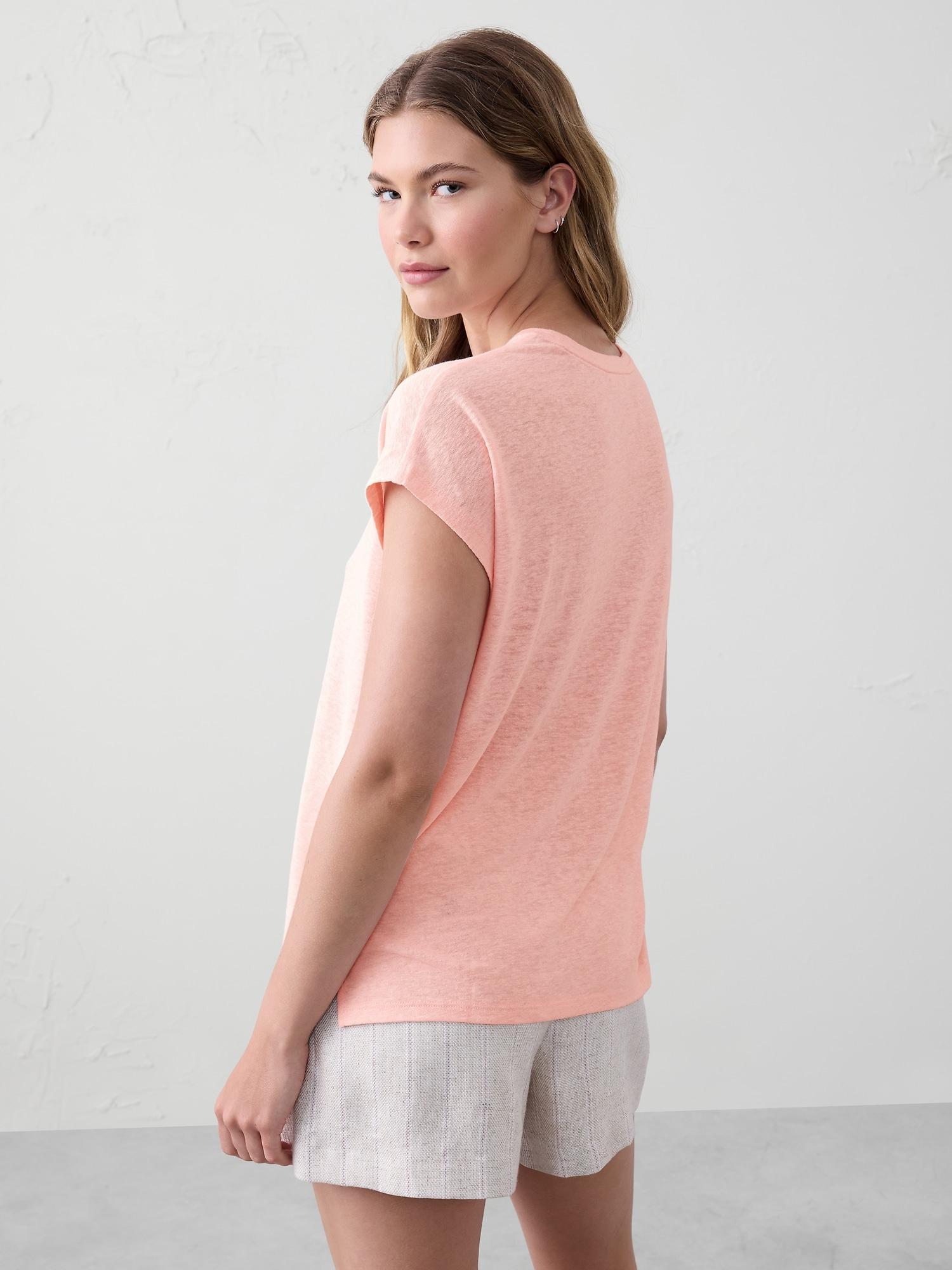 Linen-Blend Dolman T-Shirt Product Image