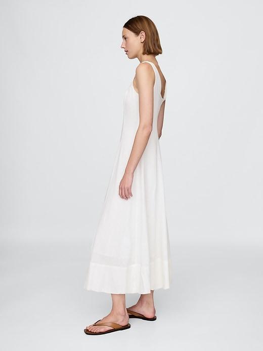 Linen-Blend Square-Neck Maxi Dress Product Image