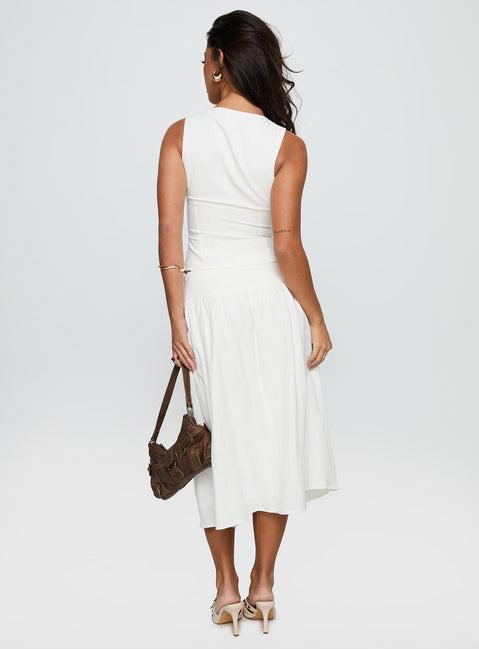 Heart Of Gold Linen Blend Midi Skirt White Product Image