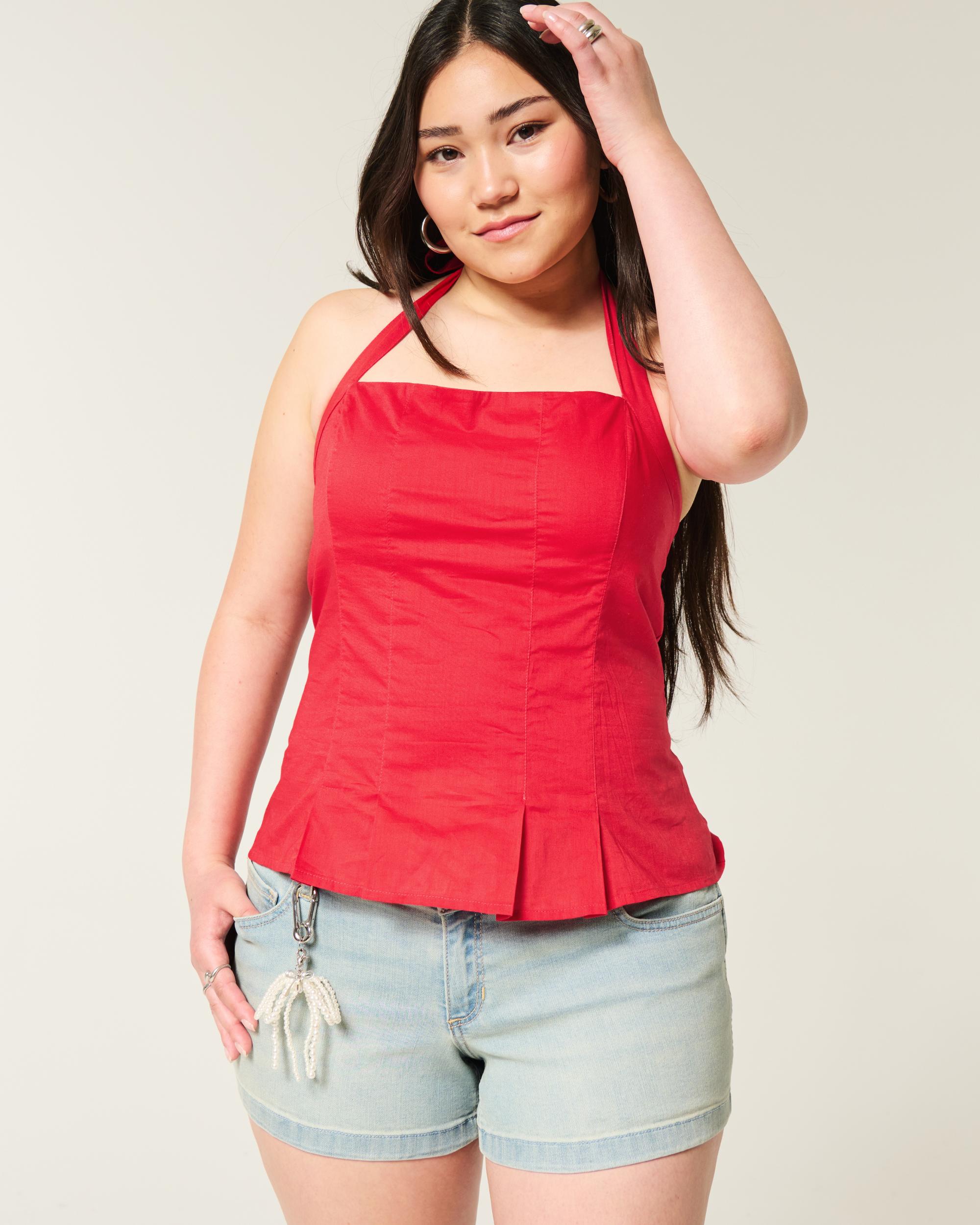 Pleated Open-Back Halter Top Product Image